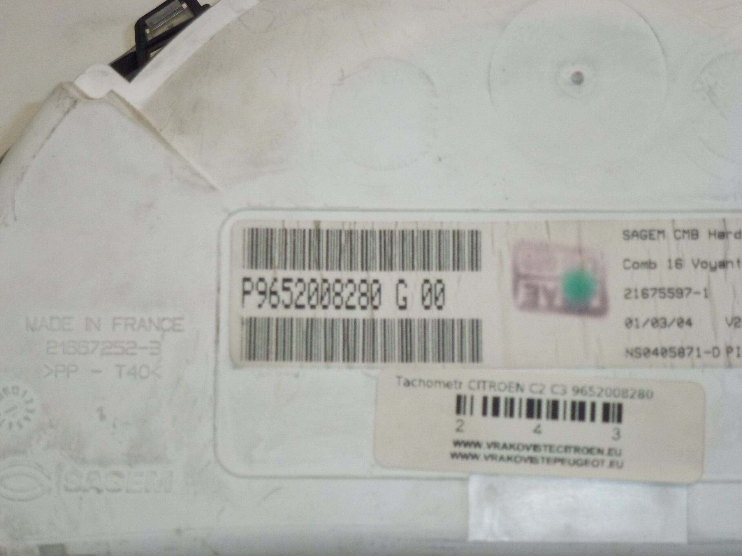 Tachometer Citroën C2 C3 9652008280 - Slika 2